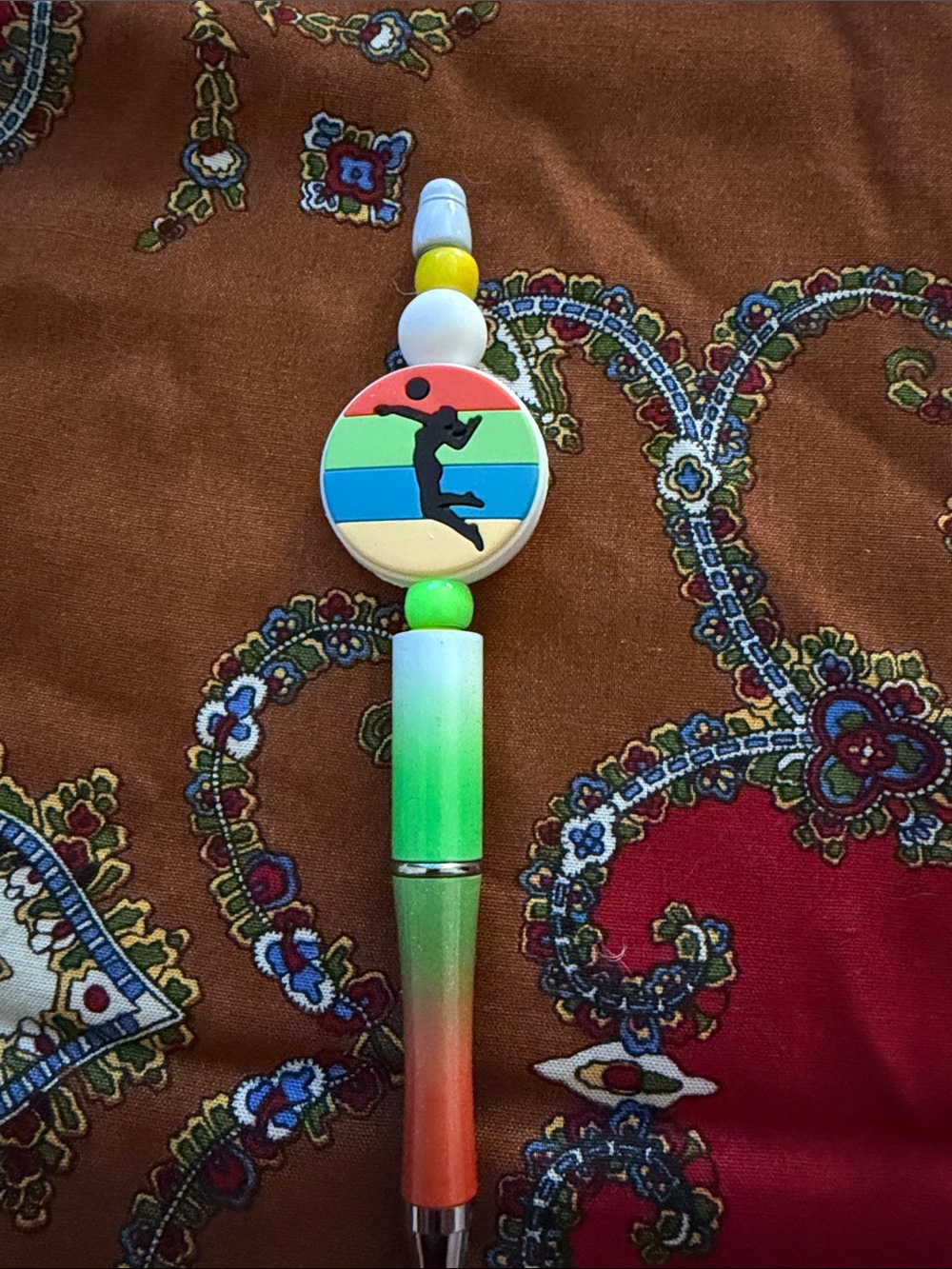 Colorful Gradient Sports Pen with Beach Silhouette 2/$10